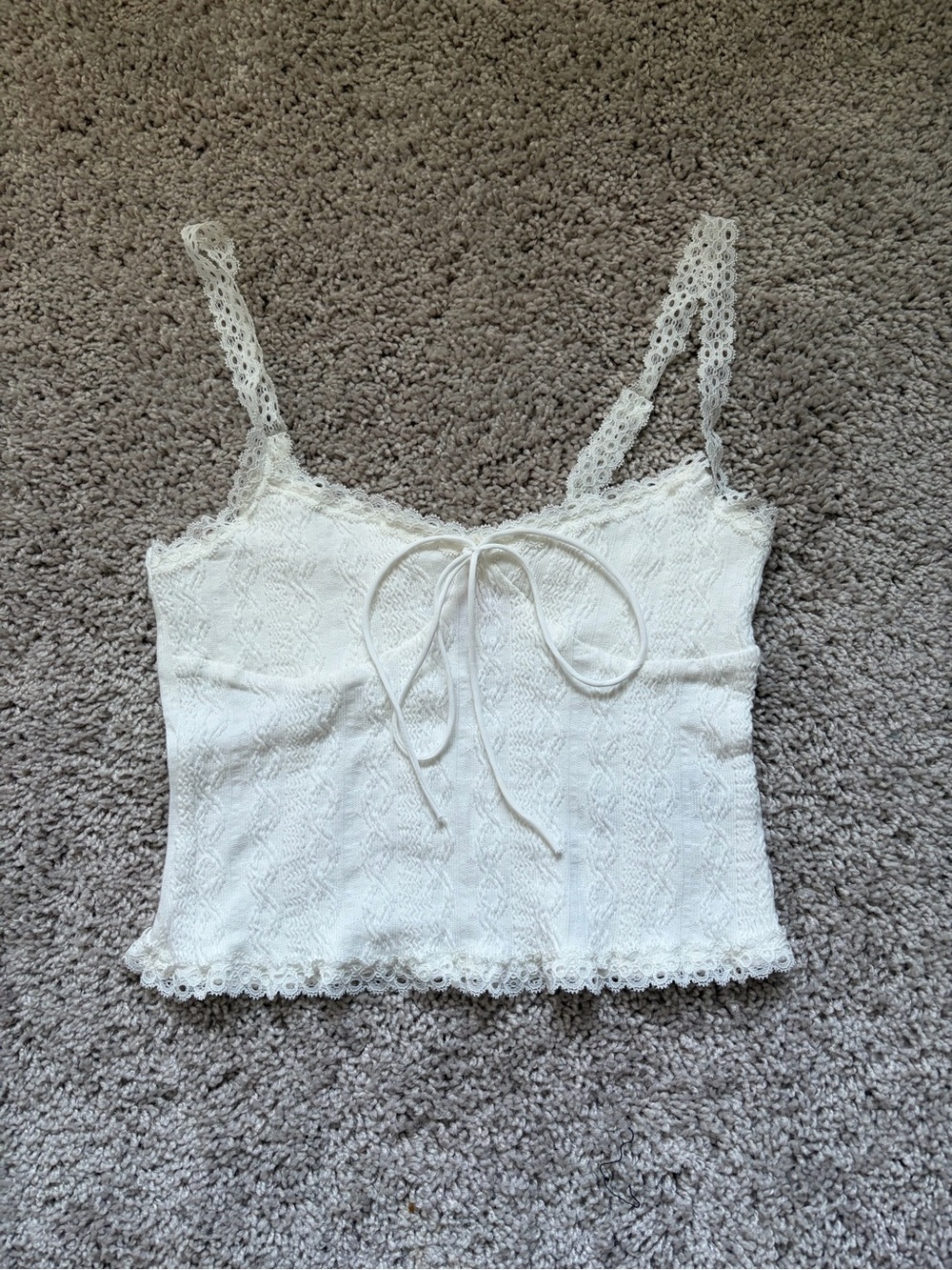 Edikted White Lace Tie-Front Camisole